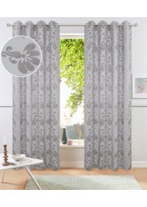 Verdunkelungsvorhang OTTO HOME "Mannfred", grau, B:130cm H:175cm, Polyester, Gardinen, Verdunkelungsvorhang, Blickdicht, barockem Muster, Pflegeleicht, &Ouml;sen- Aufh&auml;ngung