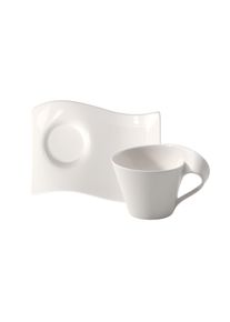 Villeroy & Boch Cappuccinotasse VILLEROY & BOCH "NewWave Caff&egrave; Cappuccino-Set", wei&szlig;, H:8,3cm, Porzellan, Trinkgef&auml;&szlig;e, Cappuccinotasse, Wellendesign