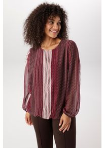 Schlupfbluse ANISTON PLUS, Damen, Gr. 52, rot (bordeaux, natur, beige, braun), Chiffon, Obermaterial: 100% Polyester. Futter: 95% Viskose, 5% Elasthan, bedruckt, gemustert, figurumspielend Po-bedeckend, Rundhals, elastischer Bund mit Gummizug, Blusen Schlupfbluse, mit blickdichtem Jerseyfutter - NEUE KOLLEKTION