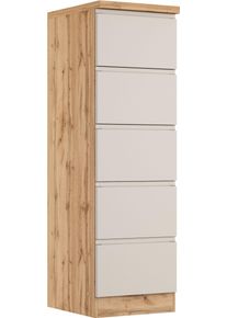 Vorratsschrank KOCHSTATION "KS-Virginia,neu in verbesserter Ausf&uuml;hrung", matt kaschmir, wotaneiche, B:50cm H:166cm T:60cm, MDF, Schr&auml;nke, Vorratsschrank, Breite 60 cm, 5 Ausz&uuml;ge, Soft-Close-Funktion