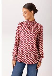 Schlupfbluse Aniston CASUAL, Damen, Gr. 44, dunkelrot, wollwei&szlig;, pink, flieder, Cr&ecirc;pe, Obermaterial: 100% Polyester, bedruckt, gemustert, figurumspielend h&uuml;ftbedeckend, Smokb&uuml;ndchen mit Gummizug, Blusen Schlupfbluse, mit trendfarbenem Retro-Druck - NEUE KOLLEKTION