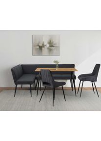 Eckbankgruppe OTTO HOME "Danny/Ianna/Derrek", grau (anthrazit, eiche farb., anthrazit, schwarz), B:120cm H:76cm T:80cm, MDF, Metall, Stoff, Sitzm&ouml;bel-Sets, Eckbankgruppe, Sitzgruppe, Eckbank und St&uuml;hle bequem gepolstert, Tisch 120x80 cm