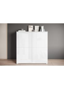 PC-Schrank OTTO HOME "Kenia, Sekret&auml;r, Home Office", wei&szlig; (wei&szlig;, wei&szlig; hochglanz), B:120cm H:125cm T:39,5cm, Sekret&auml;re, PC-Schrank, Mit Push-to-open, Tastaturauszug und praktischem Stauraum