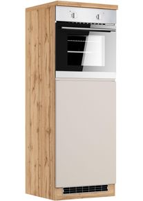 Backofen/K&uuml;hlumbauschrank KOCHSTATION "KS-Virginia,neu in verbesserter Ausf&uuml;hrung", beige (matt kaschmir, wotaneiche), B:60cm H:166cm T:60cm, MDF, Schr&auml;nke, Backofen/K&uuml;hlumbauschrank, Ma&szlig;e (B/H/T): ca. 60/166/60 cm, T&uuml;ranschlag frei w&auml;hlbar