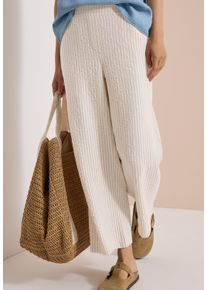 7/8-Hose Cecil "Style Neele", Damen, Gr. L (42), L&auml;nge 26, grain beige (l&auml;nge 26), Web, Obermaterial: 73% Viskose, 25% Polyester, 2% Elasthan. Futter: 100% Polyester, gestreift, bequem 7/8-L&auml;nge, Hosen 7/8-Hose, Seersucker-Qualit&auml;t, Streifenmuster, Loose Fit