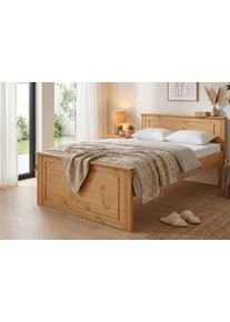 Massivholzbett OTTO HOME "Hugo, FSC zertifiziert, Landhausstil, zeitlos und edel", natur, ge&ouml;lt, B:132cm H:84,5cm L:212cm, Betten, Massivholzbett, Stauraumbett, extra belastbar, Made in EU, viele Breiten