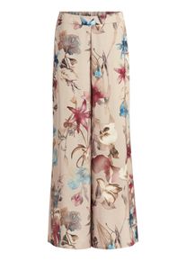 Marlene-Hose Vera Mont "Marlene-Hose mit Blumenprint", Damen, Gr. 46, EURO, bunt (beige, dunkelrot), Obermaterial: 100% Polyester PES., Hosen Marlene-Hose