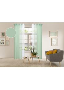 Gardine OTTO HOME "Nivva", gr&uuml;n, B:140cm H:145cm, Polyester, Gardinen, Gardine, Transparent, &Ouml;sen- Aufh&auml;ngung, Pflegeleicht, 2er Set