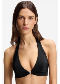 Triangel-Bikini-Top BOSS "BOSS CODES", Damen, Gr. XL, N-Gr, schwarz (schwarz 001), Microfaser, Obermaterial: 80% Polyamid, 20% Elasthan, Bikini-Oberteile Triangel-Bikini-Top, mit herausnehmbarer Wattierung