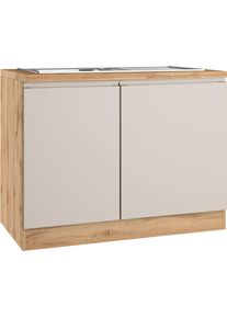 Sp&uuml;lenschrank KOCHSTATION "KS-Virginia,neu in verbesserter Ausf&uuml;hrung", matt kaschmir, wotaneiche, B:110cm H:86cm T:60cm, MDF, Schr&auml;nke, Sp&uuml;lenschrank, Breite 110 cm, inklusive Einbausp&uuml;le, Soft-Close