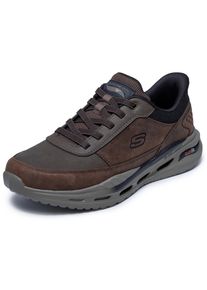Slip-On Sneaker Skechers "ARCH FIT ORVAN", Herren, Gr. 40, braun (dunkelbraun), Leder, Lederimitat, Schuhe Slip-On Sneaker, Schn&uuml;rschuh, Trainingsschuh mit Glide Step
