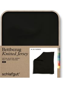 Bettbezug Schlafgut "Premium Bettbezug Knitted Jersey (1 St)", schwarz (off, schwarz), B:200cm L:200cm, Jersey, Obermaterial: 95% Baumwolle, 5% Elasthan, Bettbez&uuml;ge, Bettbezug, Ton-in-Ton Rei&szlig;verschluss, Bio-Baumwolle mit Elasthan, Uni, OEKO Tex