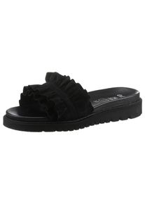 Pantolette Ara "KENT", Damen, Gr. 42, schwarz, Ziegenveloursleder, Schuhe Pantolette, Keilabsatz, Sommerschuh, Schlappen zum Schlupfen
