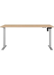 Schreibtisch Germania "Boras", lindberg, eiche, nachbildung, silber, silber, lindberg, eiche, nachbildung, B:180cm H:120cm T:80cm, Tische, Schreibtisch, Breite 120/140/160/180 cm, Metallgestell, elektrisch h&ouml;henverstellbar
