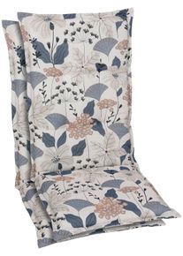 Hochlehnerauflage GO-DE, blau, B:50cm H:6cm T:120cm, Baumwolle, Polyester, Polyurethan, Polsterauflagen, Hochlehnerauflage, Ma&szlig;e ca.: 50 cm x 120 cm x 6 cm