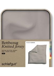 Bettbezug Schlafgut "Premium Bettbezug Knitted Jersey (1 St)", beige (sand mid), B:200cm L:200cm, Jersey, Obermaterial: 95% Baumwolle, 5% Elasthan, Bettbez&uuml;ge, Bettbezug, Ton-in-Ton Rei&szlig;verschluss, Bio-Baumwolle mit Elasthan, Uni, OEKO Tex