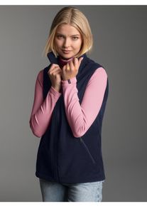 Fleeceweste TRIGEMA "TRIGEMA Fleeceweste", Damen, Gr. XS, blau (navy), 100% Polyester, lang, Westen Fleeceweste