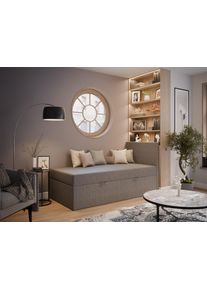 Einzelbett FORTE "LUNO inkl. Bettkasten, Breite: 100cm", anthrazit, B:101cm H:59,5cm L:210cm, Betten, Einzelbett