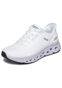 Slip-On Sneaker Skechers "BOBS ARC WAVES REMIX", Damen, Gr. 35, Textil, wei&szlig; (wei&szlig;, lavendel), Lederimitat, Schuhe Slip-On Sneaker, Slipper, Schlupfschuh, Halbschuh, Freizeitsneaker mit Memory Foam