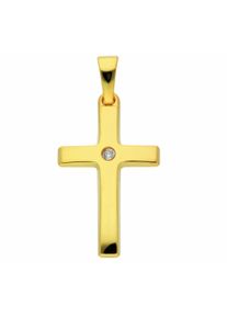 Adelia&acute;s Kreuzkette ADELIA&acute;S "Adelia's Halskette - Kreuzkette mit Kreuz Anh&auml;nger mit Zirkonia aus 333 Gold Halskette - Kreuzkette mit Kreuz Anh&auml;nger mit Zirkonia aus 333 Gold" Gr. 45, gold, Halsketten, Damen, Gold, Kreuzkette