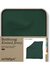 Bettbezug Schlafgut "Premium Bettbezug Knitted Jersey (1 St)", gr&uuml;n (gr&uuml;n deep), B:200cm L:200cm, Jersey, Obermaterial: 95% Baumwolle, 5% Elasthan, Bettbez&uuml;ge, Bettbezug, Ton-in-Ton Rei&szlig;verschluss, Bio-Baumwolle mit Elasthan, Uni, OEKO Tex