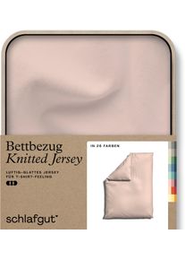 Bettbezug Schlafgut "Premium Bettbezug Knitted Jersey (1 St)", rot (rot light), B:155cm L:220cm, Jersey, Obermaterial: 95% Baumwolle, 5% Elasthan, Bettbez&uuml;ge, Bettbezug, Ton-in-Ton Rei&szlig;verschluss, Bio-Baumwolle mit Elasthan, Uni, OEKO Tex