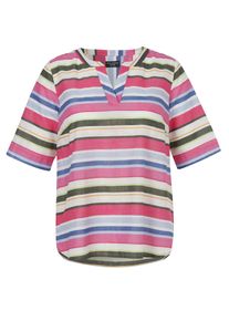 Shirtbluse Via Appia Due "Via Appia Due Bluse", Damen, Gr. 50, bunt (flamingo multicolor), Obermaterial: 100% Baumwolle CO., regular fit, V-Ausschnitt, Blusen Shirtbluse, Gro&szlig;e Gr&ouml;&szlig;en
