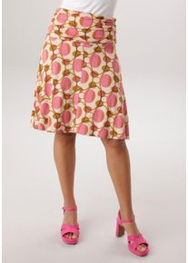 Sommerrock Aniston SELECTED, Damen, Gr. 48, beige, pink, camel, khaki, schoko, Single Jersey, Obermaterial: 95% Viskose, 5% Elasthan, bedruckt, gemustert, figurumspielend kniefrei, R&ouml;cke Sommerrock, mit seitlicher Raffung