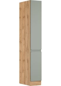Apothekerschrank KOCHSTATION "KS-Virginia,neu in verbesserter Ausf&uuml;hrung", matt salbei, wotaneiche, B:30cm H:200cm T:60cm, MDF, Schr&auml;nke, Apothekerschrank, Breite 30 cm, H&ouml;he 200 cm, 2 Ausz&uuml;ge, Soft-Close-Funktion