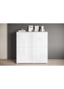 PC-Schrank OTTO HOME "Kenia, Sekret&auml;r, Home Office", sonoma, wei&szlig; hochglanz, B:120cm H:125cm T:39,5cm, Sekret&auml;re, PC-Schrank, Mit Push-to-open, Tastaturauszug und praktischem Stauraum