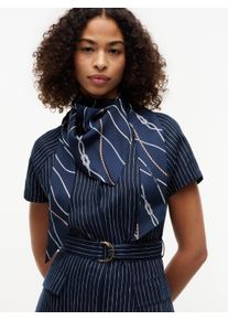 Modeschal Tommy Hilfiger "TH NAUTICAL SILK TRIANGLE", Damen, yale navy, Web, Seide, bedruckt, Modet&uuml;cher Modeschal, aus reiner Seide mit Seil-Print