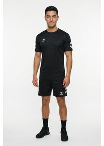 Sportanzug Hummel "HMLLOGO SET", Herren, Gr. L (52), schwarz, Obermaterial: 100% Polyester, Sportanz&uuml;ge Sportanzug, 2-teiliges Set aus Shorts und T-Shirt, mit elastischem Bund