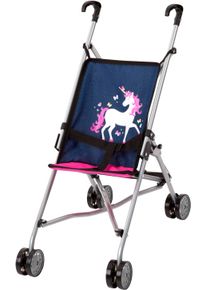 Puppenbuggy BAYER "Prinzessin", bunt (blau mit einhorn), Puppenwagen, KinderB:27cm H:57cm T:47cm, Puppenbuggy, B:27cm H:57cm T:47cm