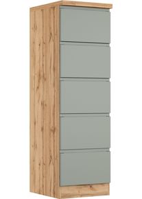 Vorratsschrank KOCHSTATION "KS-Virginia,neu in verbesserter Ausf&uuml;hrung", matt salbei, wotaneiche, B:50cm H:166cm T:60cm, MDF, Schr&auml;nke, Vorratsschrank, Breite 60 cm, 5 Ausz&uuml;ge, Soft-Close-Funktion