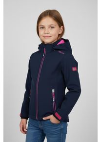Softshelljacke Trollkids "Girls Trollfjord Jacket", M&auml;dchen, Gr. 152, bunt (navy, magenta), Softshell, Obermaterial: 94% Polyester, 6% Elasthan, normal, Jacken Softshelljacke, winddicht, w&auml;rmeisolierend, wasserabweisend, windabweisend