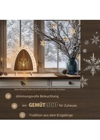 LED Dekolicht Weigla "Dresdner Frauenkirche, Dekolampe aus Holz, NATUR-BRAUN", natur, braun, B:30cm H:32cm T:6cm, Leuchten, LED Dekolicht, Holzkunst aus dem Erzgebirge