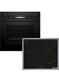 Bosch Induktions Herd-Set "HND616LS68", Energieeffizienz: A+, schwarz, Herdsets, Gleichm&auml;&szlig;ige 3D-Hei&szlig;luft & flexible Combi Zone f&uuml;r gro&szlig;es Geschirr, Induktions Herd-Set