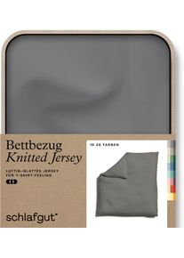 Bettbezug Schlafgut "Premium Bettbezug Knitted Jersey (1 St)", grau (grau mid), B:240cm L:220cm, Jersey, Obermaterial: 95% Baumwolle, 5% Elasthan, Bettbez&uuml;ge, Bettbezug, Ton-in-Ton Rei&szlig;verschluss, Bio-Baumwolle mit Elasthan, Uni, OEKO Tex