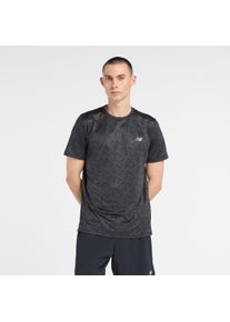Laufshirt New Balance "SPORT ESSENTIAL PRINTED T-SHIRT", Herren, Gr. L, grau (schwarz), Obermaterial: 100% Polyester, Shirts Laufshirt, f&uuml;r Lauftraining und vielseitige Aktivit&auml;ten, aus Polyester