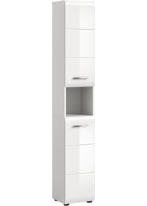 Stauraumschrank Welltime "FLORENZ, H&ouml;he 185cm, 2 T&uuml;ren, 7 F&auml;cher, 4 Einlegeb&ouml;den", wei&szlig; (wei&szlig; nb, wei&szlig; hochglanz tiefzieh), B:30cm H:185cm T:30cm, Holzwerkstoff, MDF, Schr&auml;nke, Stauraumschrank, Florenz, Hochschrank, Wei&szlig; Hochglanz Tiefzieh, 185 cm hoch, Bad