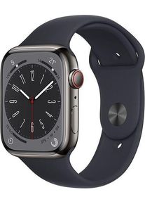 Apple Watch Series 8 Acciaio inossidabile 45 mm (2022) | GPS + Cellular | Grafite | Cinturino Sport Mezzanotte