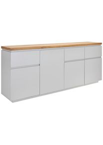 Novel Sideboard, Eichefarben, Kaschmir, Holz, Holzwerkstoff, Eiche, vollmassiv, 4 F&auml;cher, 3 Schublade(n) Schubladen, 195x82x42 cm, Bsci, Holzm&ouml;bel, Kommoden Holz, Sideboards Holz