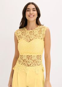 bonprix Femei Top din dantelă, galben, 40