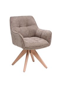 Livetastic Armlehnstuhl, Eichefarben, Khaki, Holz, Textil, Eiche, massiv, Drehkreuz, 64x85x62 cm, Sitzfl&auml;che 360&deg; drehbar, Esszimmer, St&uuml;hle, Polsterst&uuml;hle