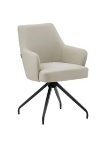 Livetastic , Schwarz, Beige , Holz, Metall, Leder , Echtleder , Rindleder , Pappel , Sperrholz , 57.5x83.5x63 cm , Sitzfl&auml;che 360&deg; drehbar, inklusive Armlehnen ,