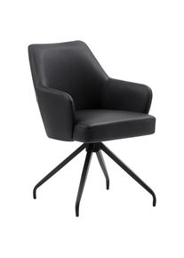 Livetastic , Schwarz , Holz, Metall, Leder , Echtleder , Rindleder , Pappel , Sperrholz , 57.5x83.5x63 cm , Sitzfl&auml;che 360&deg; drehbar, inklusive Armlehnen ,