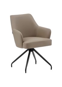 Livetastic , Schwarz, Taupe , Holz, Metall, Leder , Echtleder , Rindleder , Pappel , Sperrholz , 57.5x83.5x63 cm , Sitzfl&auml;che 360&deg; drehbar, inklusive Armlehnen ,