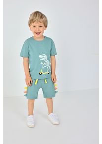 Sweatshorts Blue Seven, Jungen, Gr. 116, N-Gr, gletscher, Jersey, Obermaterial: 100% Baumwolle, kontrastfarbene Details, unifarben, Basic knieumspielend, Hosen Sweatshorts