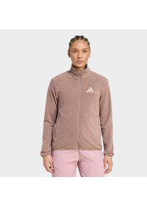 Fleecejacke adidas terrex "W MT ESS FZ FL", Damen, Gr. XS, braun (trace braun), Obermaterial: 100% Polyester, Jacken Fleecejacke