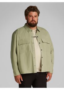 Langarmhemd "PLUS CARGO OVERSHIRT", Herren, Gr. 6XL (64), N-Gr, gr&uuml;n (nordic dust), Web, Obermaterial: 97% Baumwolle, 3% Elasthan, Calvin Klein Jeans Plus, unifarben, bequem, 1-Knopf-Manschette, Hemden Langarmhemd, in gro&szlig;en Gr&ouml;&szlig;en